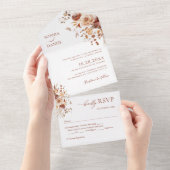 秋ロマンス乾結婚花 オールインワン招待状 (貼ってはがせる)