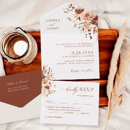 秋ロマンス乾結婚花 オールインワン招待状