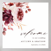 秋ロマンス結婚フローラのウェルカムスクエアサイン ポスター (正面)