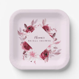 秋ロマンス金ゴールドフレームフローラブライダルシャワー ペーパープレート