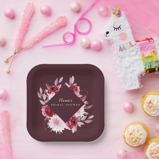 秋ロマンス金ゴールドフレームフローラブライダルシャワー ペーパープレート (パーティー)