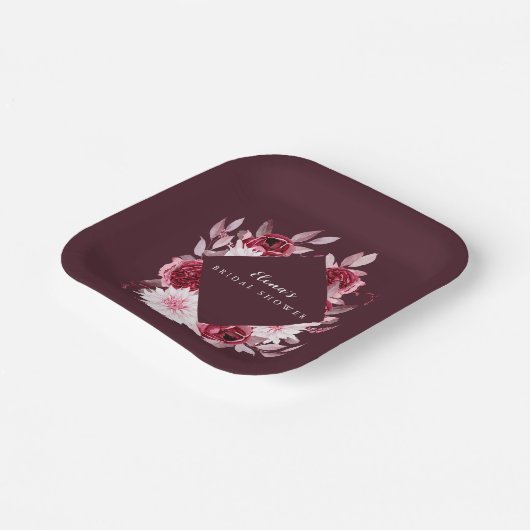 秋ロマンス金ゴールドフレームフローラブライダルシャワー ペーパープレート (傾斜あり)