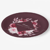 秋ロマンス金ゴールドフレームフローラブライダルシャワー ペーパープレート (アングル)