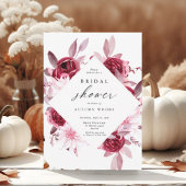 秋ロマンス金ゴールドフレームフローラブライダルシャワー 招待状