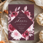 秋ロマンス金ゴールドフレームフローラブライダルシャワー 招待状