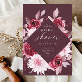 秋ロマンス金ゴールドフレームフローラブライダルシャワー 招待状