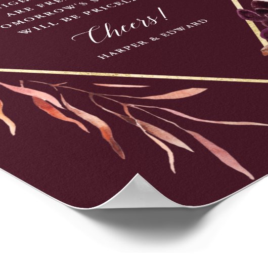 秋ロマンス金ゴールドフレームフローラ結婚ズオープンバー ポスター (角)