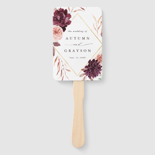 秋ロマンス金ゴールドフレーム結婚式 プログラム ハンドファン (正面)