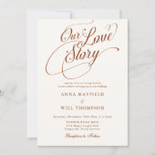秋ロマンチックな書道私たちの愛結婚の物語 招待状 (正面)