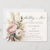 秋ロマンチックピーニーバラパンパ婚約パーティ 招待状 (正面)