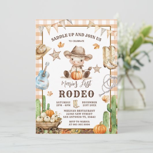 秋ワイルドウエストマイファーストロデオカウボーイ誕生日 招待状 (スタンド正面)