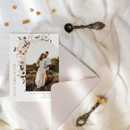 秋ワイルドフラワーアーチフォトQRコード結婚ズ セーブザデート