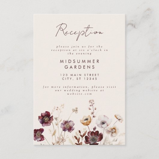 秋ワイルドフラワーウェディングレセプション エンクロージャーカード (正面)