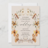 秋ワイルドフラワーウォーターカラーフローラジンコ結婚ズ 招待状 (正面)