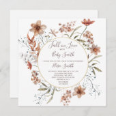 秋ワイルドフラワーウォーターカラーベビーシャワー招待状 招待状 (正面/裏面)