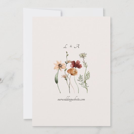 秋ワイルドフラワーウォーター結婚式招待状 招待状 (裏面)