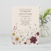 秋ワイルドフラワーエレガントズブルガン結婚ディ 招待状 (スタンド正面)