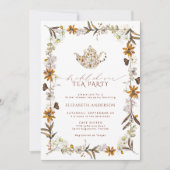 秋ワイルドフラワーエレガントブライダルシャワーティーパーティー 招待状 (正面)