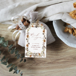 秋ワイルドフラワーエレガントブライダルシャワー ギフトタグ