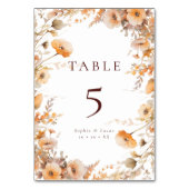 秋ワイルドフラワーオレンジ&ブラウン結婚ズ テーブルナンバー (正面)