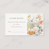 秋ワイルドフラワーカボチャおむつラッフルベビーシャワー エンクロージャーカード (正面)