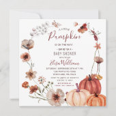 秋ワイルドフラワーカボチャは途中ベビースワーシャワー 招待状 (正面)
