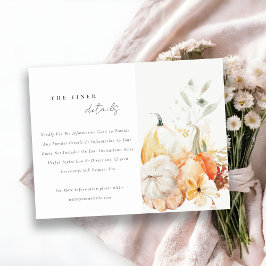 秋ワイルドフラワーカボチャ結婚の水彩詳細 エンクロージャーカード