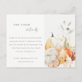 秋ワイルドフラワーカボチャ結婚の水彩詳細 エンクロージャーカード (正面)