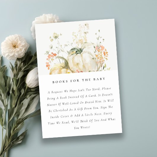 秋ワイルドフラワーカボチャ赤ちゃんシャワー用ブック エンクロージャーカード