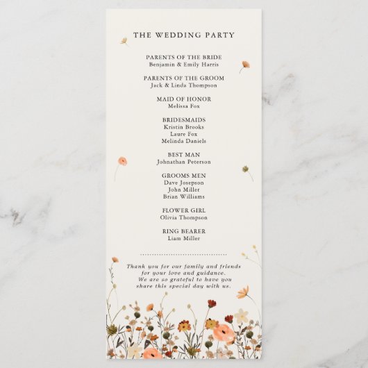 秋ワイルドフラワーガーデンフローラボホシック結婚ズ プログラム (裏面)