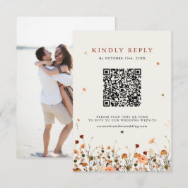 秋ワイルドフラワーガーデンフローラボホシック結婚ズ 出欠カード