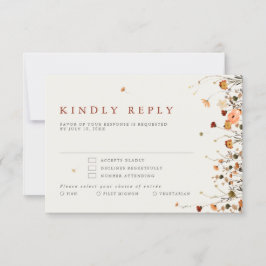 秋ワイルドフラワーガーデンフローラボホシック結婚ズ 出欠カード