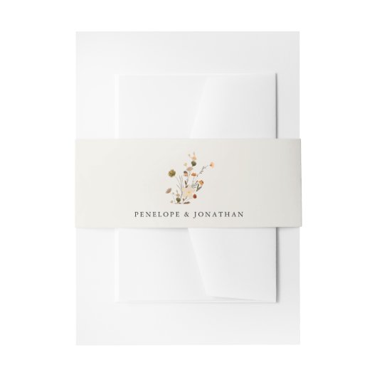 秋ワイルドフラワーガーデンフローラボホシック結婚ズ 招待状ベリーバンド (正面例)