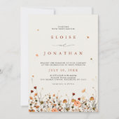 秋ワイルドフラワーガーデンフローラボホシック結婚ズ 招待状 (正面)