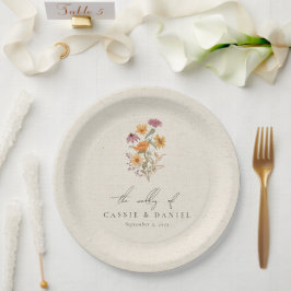 秋ワイルドフラワーガーデンボタニッ結婚クス ペーパープレート