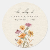 秋ワイルドフラワーガーデンボタニッ結婚クス ラウンドシール (正面)