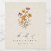 秋ワイルドフラワーガーデンボタニッ結婚クス ワインラベル (シングルラベル)