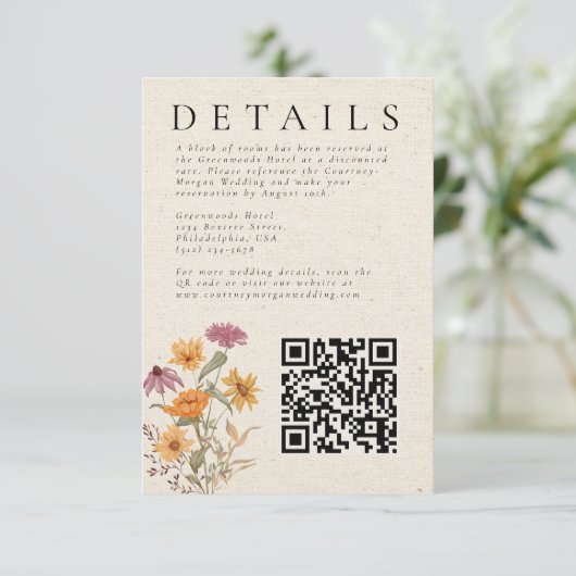 秋ワイルドフラワーガーデン結婚ボタニカル詳細 エンクロージャーカード (スタンド正面)