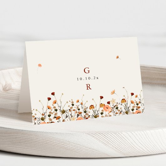 秋ワイルドフラワーガーデン結婚ボホー座席表 テーブルナンバー