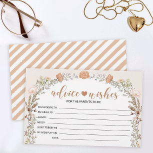 秋ワイルドフラワーガールの赤ちゃんシャワーアドバイスウィッシュカード 便箋