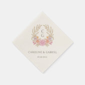 秋ワイルドフラワークレストリースモノグラム結婚ズ スタンダードカクテルナプキン (角)