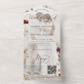 秋ワイルドフラワーシック写真QRコード秋結婚の日 オールインワン招待状 (内側)