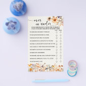 秋ワイルドフラワーシャワーゲームカードの上または下 チラシ (シングル)