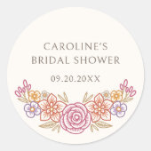秋ワイルドフラワーズオータムフローラブライダルシャワー ラウンドシール (正面)