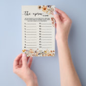秋ワイルドフラワーズザエプロンブライダルシャワーゲームカード チラシ (ハンドル)