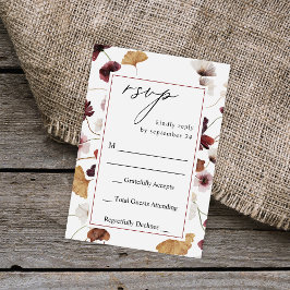 秋ワイルドフラワーズフローラいいえ食事RSVP 出欠カード