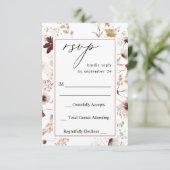 秋ワイルドフラワーズフローラいいえ食事RSVP 2 出欠カード (スタンド正面)