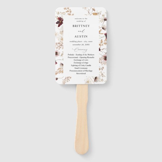 秋ワイルドフラワーズフローラ結婚式 プログラム ハンドファン (正面)