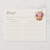 秋ワイルドフラワーズブライダルシャワーレシピカード ポストカード (正面)