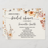 秋ワイルドフラワーズボホ秋ブライダルシャワー 招待状 (正面/裏面)